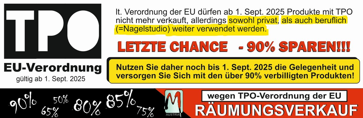 Nutzen Sie noch bis 1. Sept. 2025 die Gelegenheit und versorgen Sie Sich mit den über 90% verbilligten UV-Produkten!